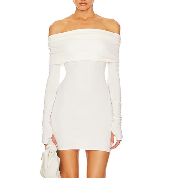 Matte Jersey Off Shoulder Mini Dress - Picture 1 of 3